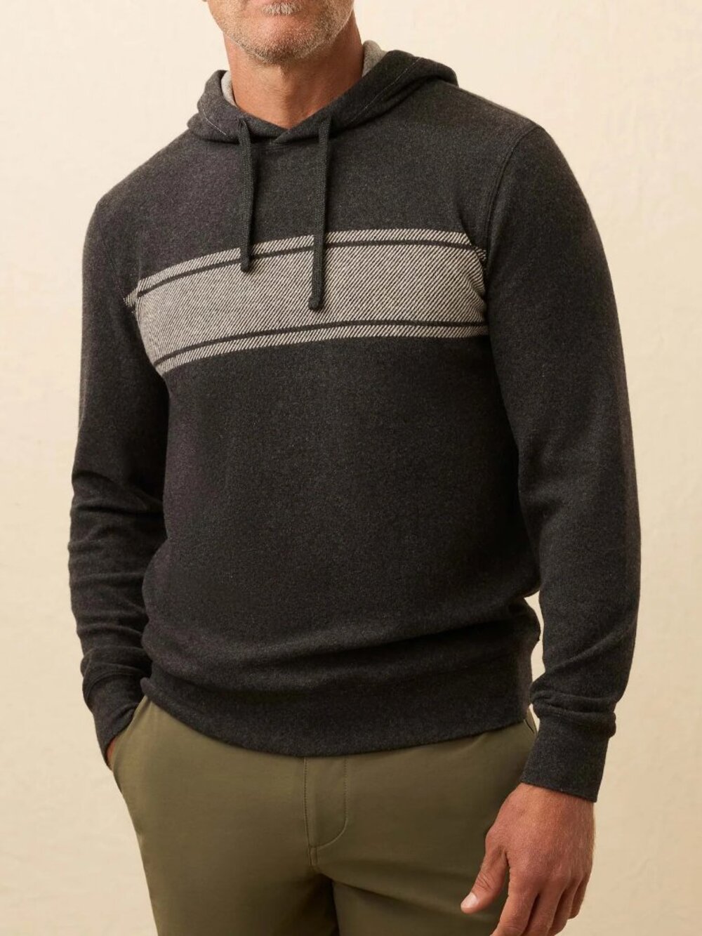 Faherty Men's Legend Sweater Hoodie Size S and  XXL Charcoal Surf Stripe NWT